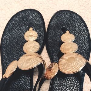 Bandolino Black & Gold Jelly Sandals